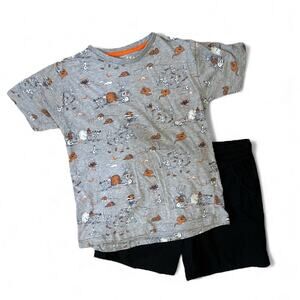 Youth Boys Halloween Graphic Tee with Black Shorts Size 10-12